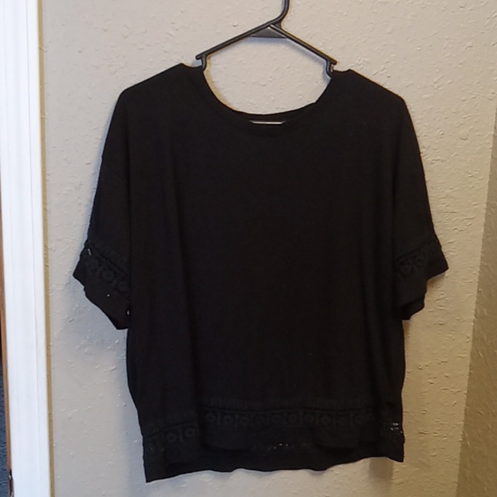 Free Black Crochet Trim Blouse